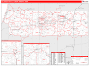 Kalamazoo-Portage Metro Area Wall Map Red Line Style